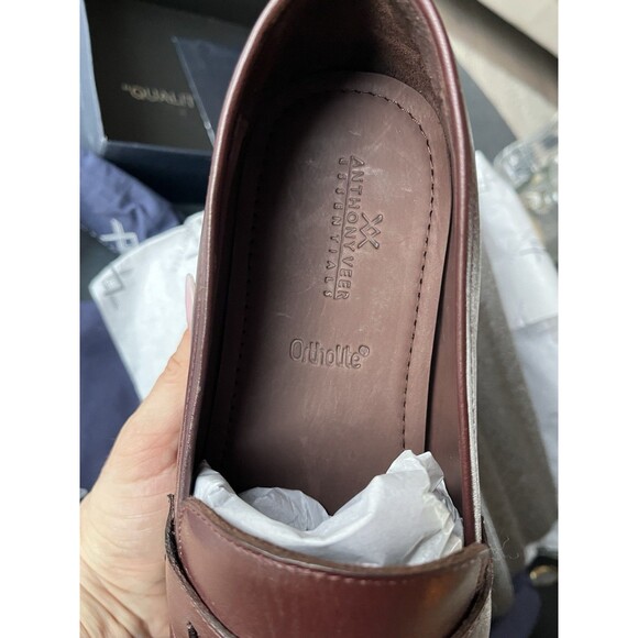 New Anthony Veer Gerry Penny Loafers Slip On Shoes Wine Men Leather Sz 9.5 Lite
